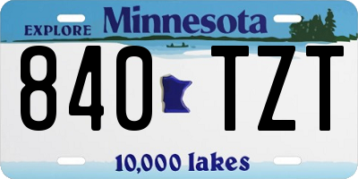 MN license plate 840TZT