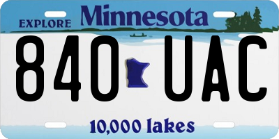 MN license plate 840UAC