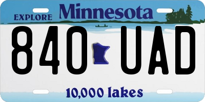 MN license plate 840UAD