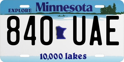 MN license plate 840UAE