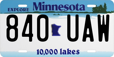MN license plate 840UAW
