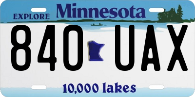 MN license plate 840UAX