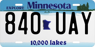 MN license plate 840UAY