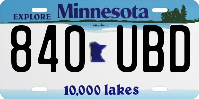 MN license plate 840UBD