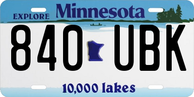 MN license plate 840UBK