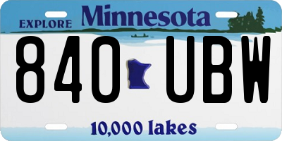 MN license plate 840UBW