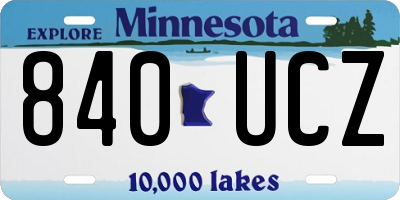 MN license plate 840UCZ