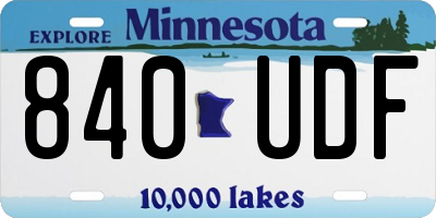 MN license plate 840UDF
