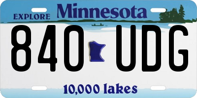 MN license plate 840UDG