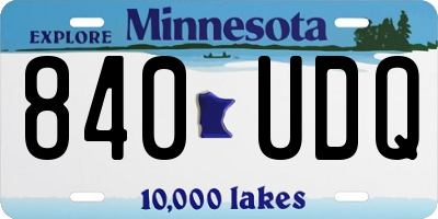 MN license plate 840UDQ