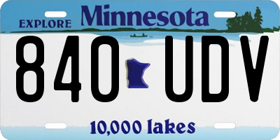 MN license plate 840UDV