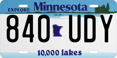 MN license plate 840UDY