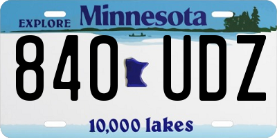 MN license plate 840UDZ