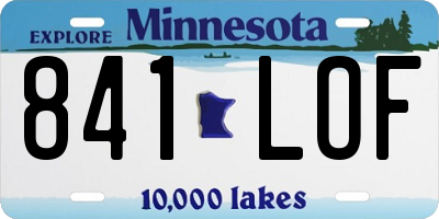 MN license plate 841LOF