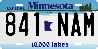 MN license plate 841NAM
