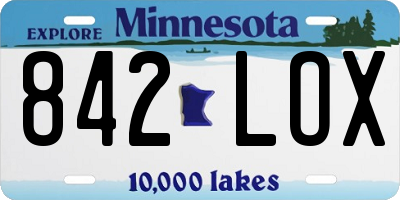 MN license plate 842LOX