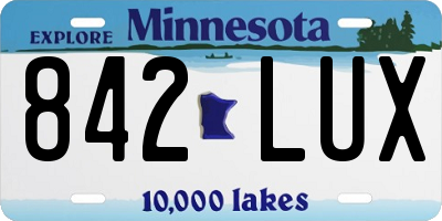 MN license plate 842LUX
