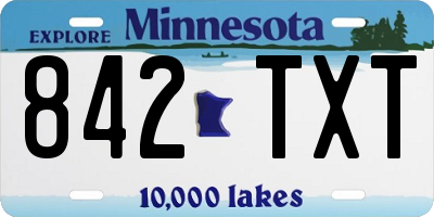 MN license plate 842TXT