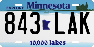 MN license plate 843LAK