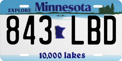 MN license plate 843LBD