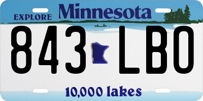 MN license plate 843LBO