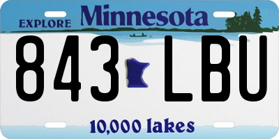 MN license plate 843LBU
