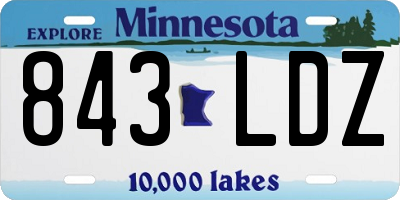 MN license plate 843LDZ