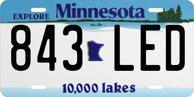 MN license plate 843LED