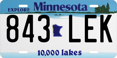 MN license plate 843LEK