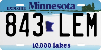 MN license plate 843LEM