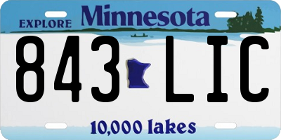 MN license plate 843LIC