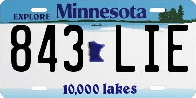 MN license plate 843LIE