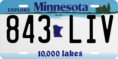MN license plate 843LIV