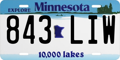 MN license plate 843LIW