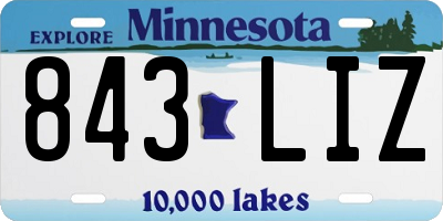 MN license plate 843LIZ