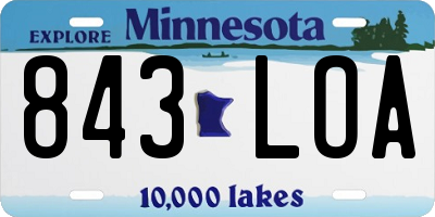 MN license plate 843LOA