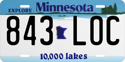 MN license plate 843LOC
