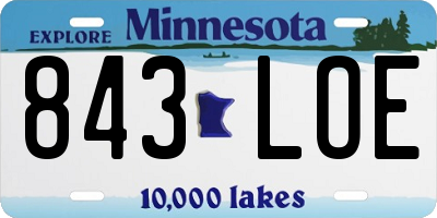 MN license plate 843LOE