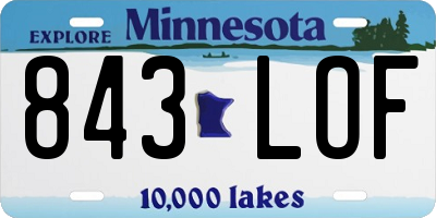 MN license plate 843LOF