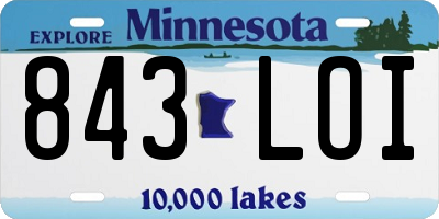 MN license plate 843LOI