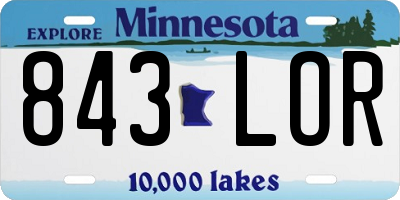MN license plate 843LOR