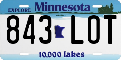 MN license plate 843LOT