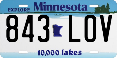 MN license plate 843LOV