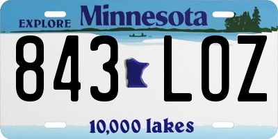 MN license plate 843LOZ
