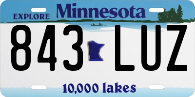 MN license plate 843LUZ