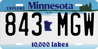 MN license plate 843MGW