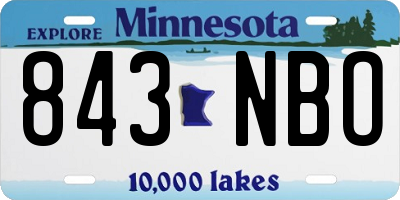 MN license plate 843NBO