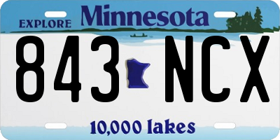 MN license plate 843NCX