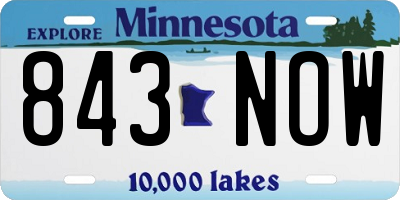 MN license plate 843NOW