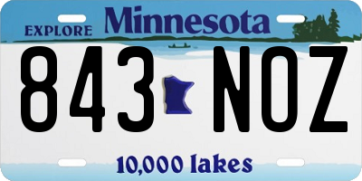 MN license plate 843NOZ